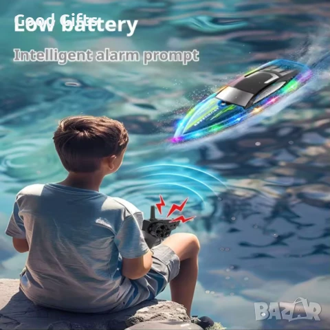 Детска лодка RACIG BOAT с LED светлини – 45см, 50 км/ч с дистанционно, снимка 5 - Коли, камиони, мотори, писти - 51059489