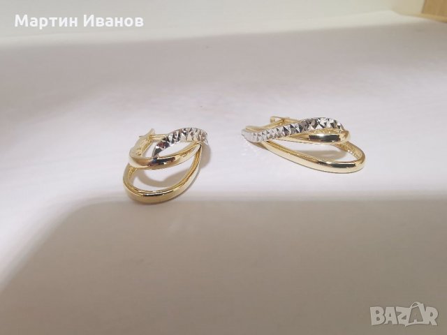 Златни обеци бяло и жълто злато , снимка 8 - Обеци - 33026738
