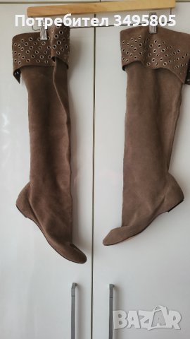 Дамски пролетни чизми от естествен велур , снимка 1 - Дамски ботуши - 43924819