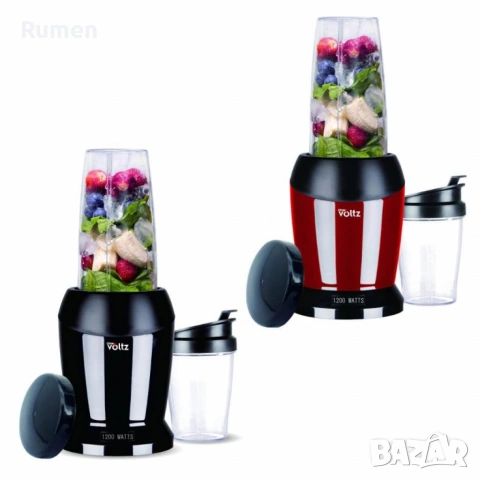 Блендер нутри Voltz, 1200W, 2 чаши с вместимост: 1 л./ 0.8л., Черен или Червен , снимка 2 - Блендери - 53433547