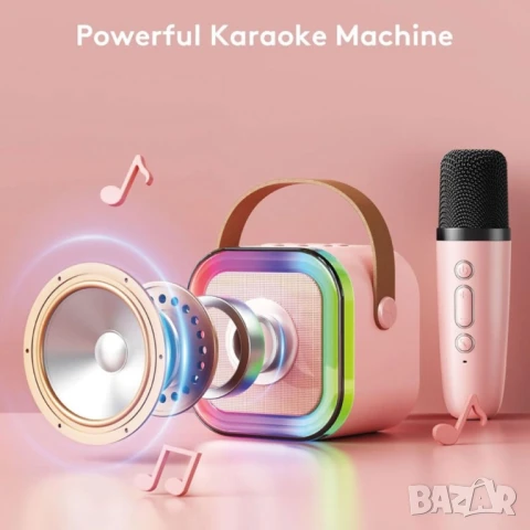 Преносима RGB караоке тонколона K12 с безжичен микрофон, снимка 3 - Тонколони - 50960810
