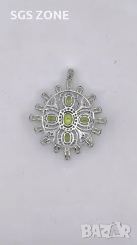 Сребърна Висулка от Тайланд с Перидот, снимка 4 - Колиета, медальони, синджири - 49750365