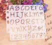 Главни тънки букви азбука Латиница и числа цифри стенсил шаблон за спрей торта украса декорация, снимка 1 - Други - 29054180