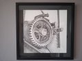 Картина, графика, "Части от стари локомотиви 2", рамкирана под стъкло, снимка 1 - Картини - 43311618
