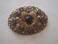 Стара Дамска Брошка със сини циркони, снимка 6