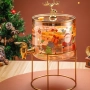 Стъклен диспенсър за напитки 2.6 L с коледен дизайн и златиста стойка, снимка 3