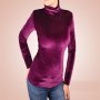 Нова Дамска Плюшена Блуза с поло яка, с дълъг ръкав , снимка 1 - Блузи с дълъг ръкав и пуловери - 27091198