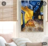 Картина на Ван Гог на кафе на открито през нощта с хора, Забавна и вдъхновяваща стенна украса, снимка 2