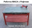 Българска Дървена Шлосерска Работнa МАСА 103x58x67 см Плот Тезгях с Балатум и Рафтове Стелажи БАРТЕР, снимка 1