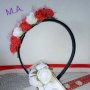 Диадема с цветя (Рози ) цвят червен и бял!, снимка 3