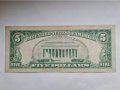 SCARCE. USA 🇺🇸 $ 5 DOLLARS 1963 год. Червен Печат с Мото, снимка 2
