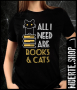 Тениска с щампа BOOKS N CATS, снимка 1 - Тениски - 36379737