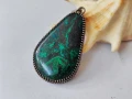 Сребърен медальон 925 с малахит, снимка 1