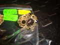 СТАРИННИ ФИЛИГРАННИ БРОНЗОВИ ПОЗЛАТЕНИ БУТОНЕЛИ с ЯСПИС и ГРАНАТ МАЙСТОРСКИ 19855, снимка 7