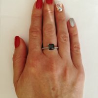 Сребърен комплект с черен циркони - обеци, висулка и пръстен. Сребро проба 925 ., снимка 3 - Бижутерийни комплекти - 38768827