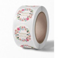 100 бр HandMade with Love цветя малки самозалепващи лепенки стикери за ръчна изработка подарък, снимка 1 - Други - 32678765