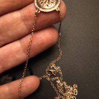 Намален Сребърен позлатен синджир с висулка , снимка 2 - Колиета, медальони, синджири - 33262332