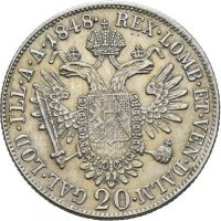 Монета Австрия 20 Кройцера 1848-А  Фердинанд I, снимка 1 - Нумизматика и бонистика - 39688296