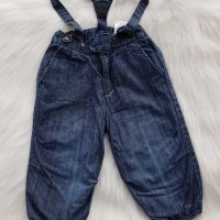 Ватирани дънки с тиранти H&M 6-9 месеца, снимка 3 - Бебешки дънки - 27565370