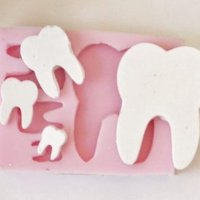 4 размера зъб зъбче зъби корен силиконов молд форма фондан шоколад гипс, снимка 1 - Форми - 38420097