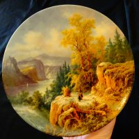 Авторска рисувана чиния баварски порцелан,кутия. , снимка 4 - Антикварни и старинни предмети - 26894030