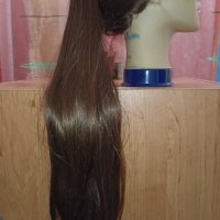 Нова перука /права дълга опашка с шнола в светлокестеняво 68 см , снимка 4 - Аксесоари за коса - 38180848