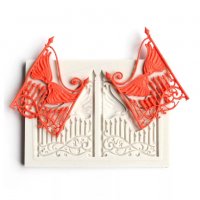 Порта врата врати с крилца ограда силиконов молд форма за декорация торта фондан, снимка 3 - Форми - 31318939
