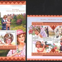   Чисти марки в малък лист и блок Лайди (принцеса) Даяна 2016 от Соломонови острови, снимка 1 - Филателия - 38294243