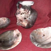 Керамичен комплект: кана, чинийка и два пепелника, снимка 7 - Декорация за дома - 38914421