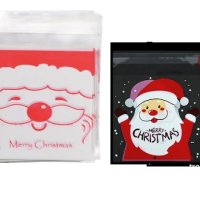 Merry Christmas Коледни Дядо Коледа опаковъчни пликчета торбички за дребни сладки или др. подаръци, снимка 1 - Други - 43021215