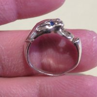  стар сребърен пръстен с животинче и камъни - красота за твоята ръка, снимка 3 - Пръстени - 36844356