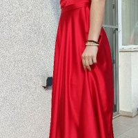 Официална сатенена червена рокля, снимка 4 - Рокли - 40124924