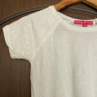 Детска бяла тениска с пайети за момиче за 4/6г., снимка 2 - Детски тениски и потници - 33235670