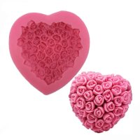 Силиконов молд 3D сърце с рози, снимка 1 - Форми - 43892563