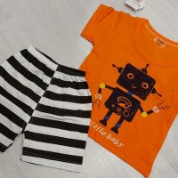 РАЗПРОДАЖБА!!!Нов бебешки летен комплект с щампа роботче, снимка 3 - Комплекти за бебе - 29249885