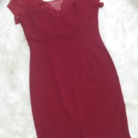 РАЗКОШНА! ВПЕЧАТЛЯВАЩА! УНИКАЛНА червена рокля по тялото с тюл, дантела и камъчета по нея, снимка 9 - Рокли - 42999178