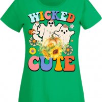 Дамска тениска Wicked cute,Halloween,Хелоуин,Празник,Забавление,Изненада,Обичаи,, снимка 7 - Тениски - 38154530