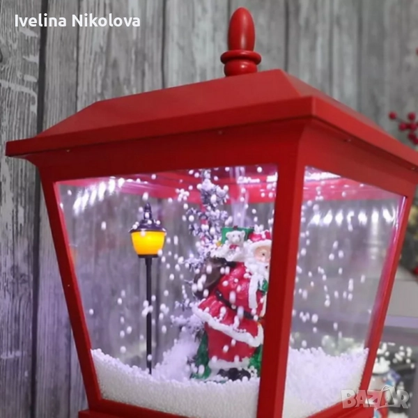 Декоративна коледна лампа с Дядо Коледа, падащ сняг и мелодии, снимка 1