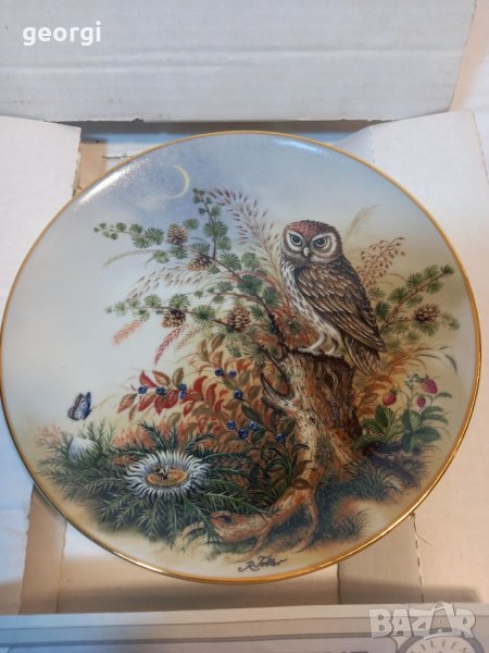 Декоративна порцеланова чиния сова, снимка 1