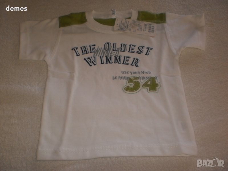  Детска тениска за момче бяло със зелена платка, размер 30, 32, снимка 1