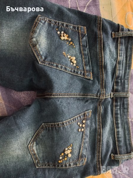 Дамско дънки с мъниста, снимка 1