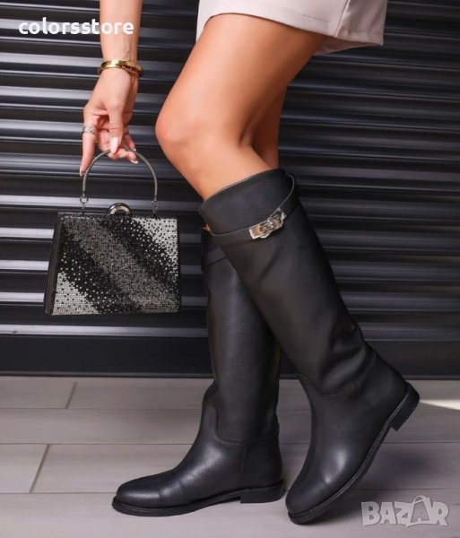 Равни ботуши - черна кожа - НS22, снимка 1