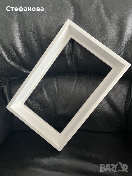 Бяла дървена рамка, снимка 1