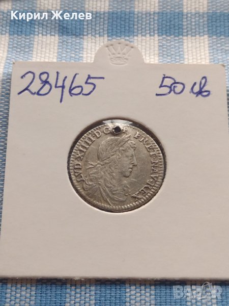 Сребърна монета 1/12 Екю 1660г. Луй XIV Гренобъл Франция 28465, снимка 1