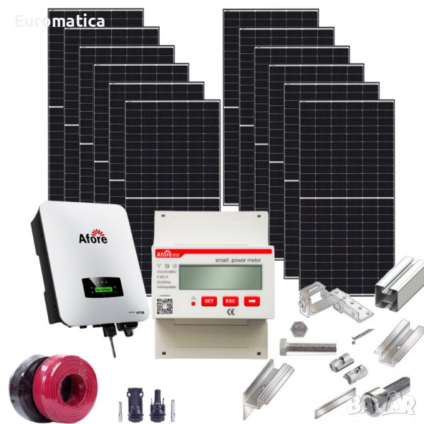 Трифазна OnGrid мрежова фотоволтаична система 5.5kW Afore + Конструкция, снимка 1