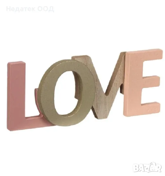 Дървена декорация с надпис " Любов", 17x0.8x6.7см, снимка 1