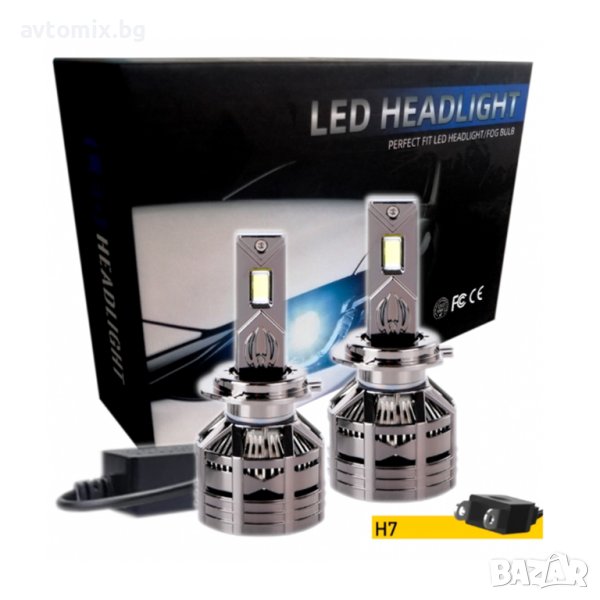 LED диодни крушки H7 Х7, 12V 240W, 24000l, за фарове Canbus, комплект, снимка 1