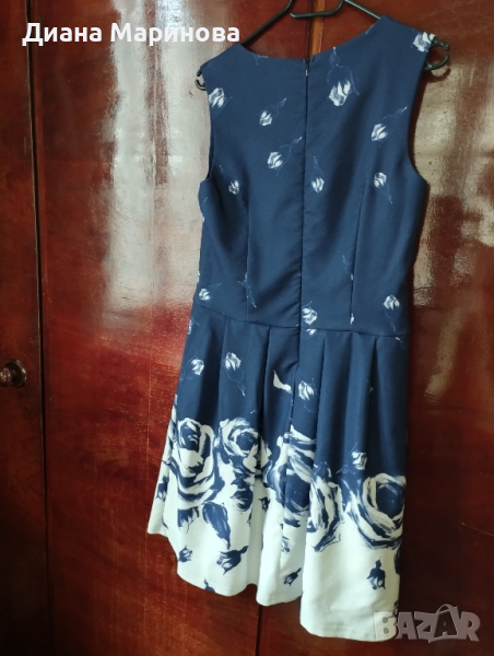 Дамска тъмно синя рокля, снимка 1