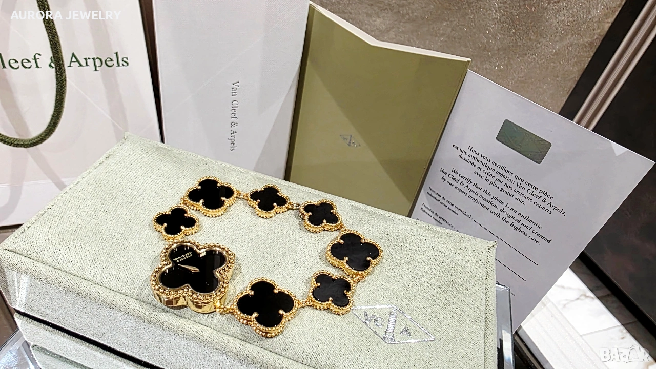 Van Cleef & Arpels VCA Black Onyx Alhambra Дамски Часовник, снимка 1
