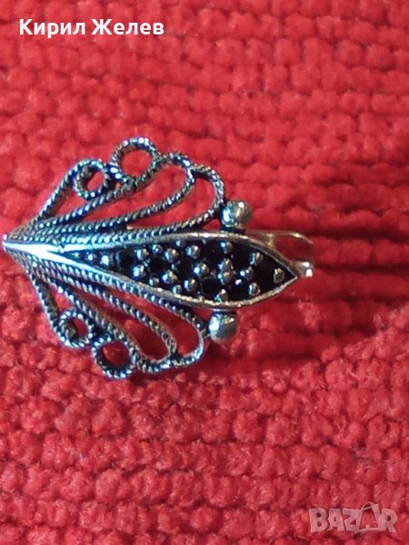 ФИЛИГРАННА ФЛОРАЛНА СРЕБЪРНА ОБЕЦА СРЕБРО 925 с ИНКРУСТИРАНИ МАРКАЗИТИ 25821, снимка 1